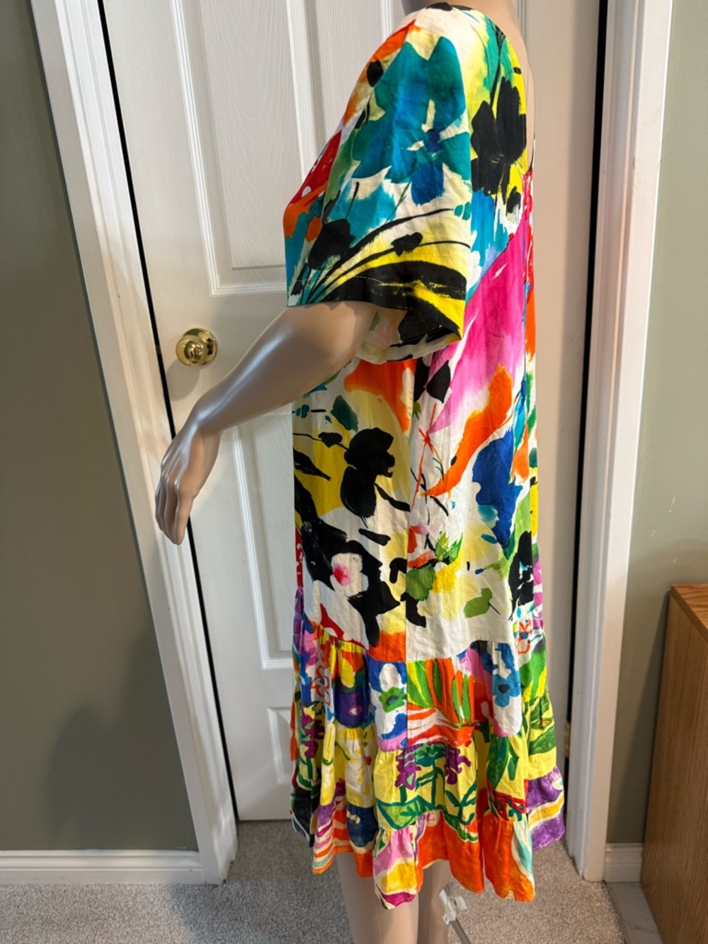 Jams World Symphony Tiered Dress Size L Hawaiian Beach Tropical Floral Colorful - Picture 8 of 13